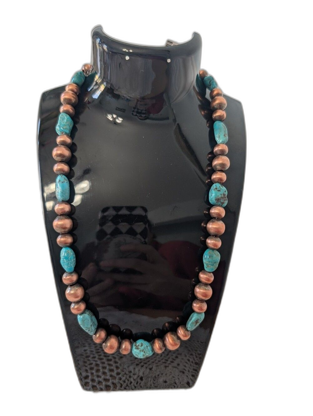 Kingman Turquoise And Pure Copper Necklace, 18 Inches